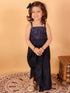 Vastramay SISHU Girl's Navy Blue Draped Skirt With Crop Top